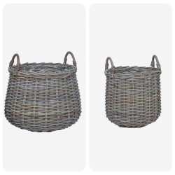 Panier à Plantes avec stockage 2 pcs Gris Rattan Lacak 511796511796