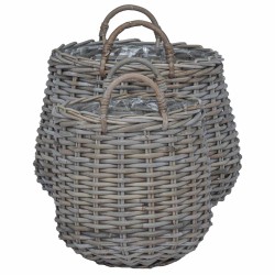 Panier à Plantes avec stockage 2 pcs Gris Rattan Lacak 511796511796