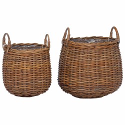 Panier à Plantes avec stockage 2 pcs Marron Rattan Lacak 511797511797