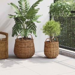 Panier à Plantes avec stockage 2 pcs Marron Rattan Lacak 511797511797