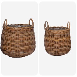 Panier à Plantes avec stockage 2 pcs Marron Rattan Lacak 511797511797
