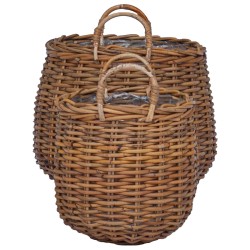 Panier à Plantes avec stockage 2 pcs Marron Rattan Lacak 511797511797