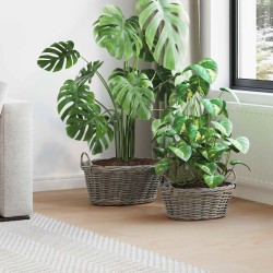 Panier de Plante avec stockage 2 pcs Gris Rattan Lacak 511798511798
