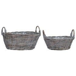 Panier de Plante avec stockage 2 pcs Gris Rattan Lacak 511798511798