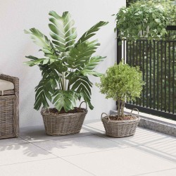 Panier de Plante avec stockage 2 pcs Gris Rattan Lacak 511798511798