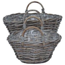 Panier de Plante avec stockage 2 pcs Gris Rattan Lacak 511798511798