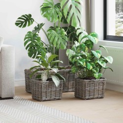 Panier de plantation avec stockage 3 pcs Gris Rattan Kubu 511799511799