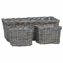 Panier de plantation avec stockage 3 pcs Gris Rattan Kubu 511799511799