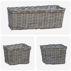 Panier de plantation avec stockage 3 pcs Gris Rattan Kubu 511799511799
