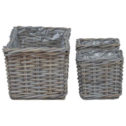 Panier de plantation avec stockage 3 pcs Gris Rattan Kubu 511799511799