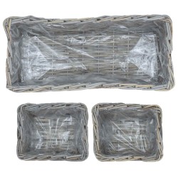 Panier de plantation avec stockage 3 pcs Gris Rattan Kubu 511799511799