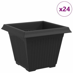 Pot de Fleurs Carré 24 pcs Noir 38 x 38 x 30 cm Plastique 511803511803