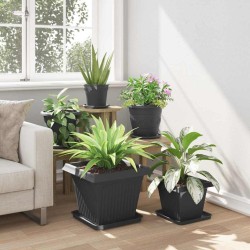 Pot de Fleurs Carré 24 pcs Noir 38 x 38 x 30 cm Plastique 511803511803
