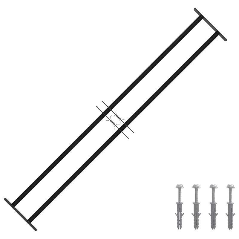 Grille de Fenêtre 176 x 30 cm Acier enduit de poudre Noir 511804511804