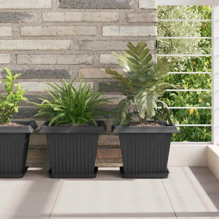 Pot de Fleurs Carré 24 pcs Noir 28,5 x 28,5 x 22 cm Plastique 511817511817