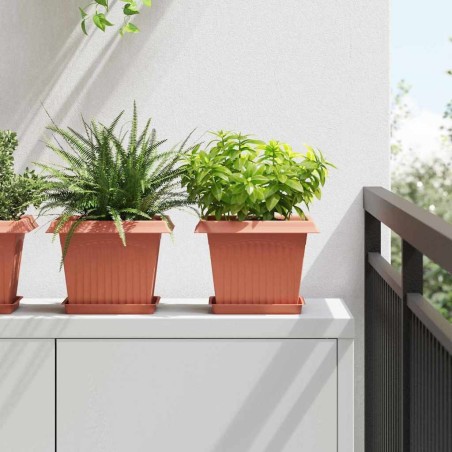 Pot de Fleurs Carré 24 pcs Rouge brique 23 x 23 x 17,5 cm 511835511835