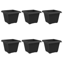 Pot de Fleurs Carré 6 pcs Noir 28,5 x 28,5 x 22 cm Plastique 511836511836
