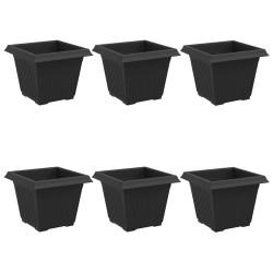 Pot de Fleurs Carré 6 pcs Noir 33 x 33 x 26 cm Plastique 511837511837