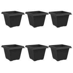 Pot de Fleurs Carré 6 pcs Noir 43 x 43 x 33,5 cm Plastique 511839511839