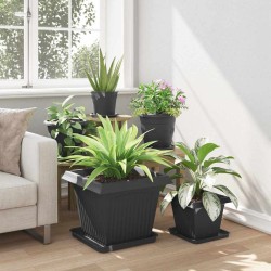 Pot de Fleurs Carré 6 pcs Noir 43 x 43 x 33,5 cm Plastique 511839511839