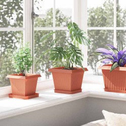 Pot de Fleurs Carré 24 pcs Rouge brique 20 x 20 x 16 cm 511841511841