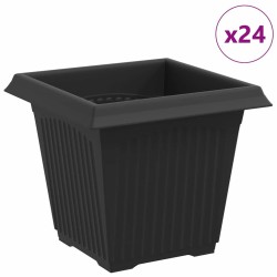 Pot de Fleurs Carré 24 pcs Noir 16 x 16 x 14 cm Plastique 511843511843