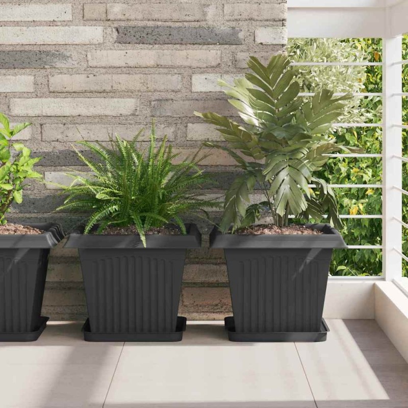 Pot de Fleurs Carré 24 pcs Noir 33 x 33 x 26 cm Plastique 511854511854