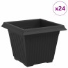 Pot de Fleurs Carré 24 pcs Noir 33 x 33 x 26 cm Plastique 511854511854