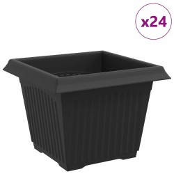Pot de Fleurs Carré 24 pcs Noir 23 x 23 x 17,5 cm Plastique 511855511855