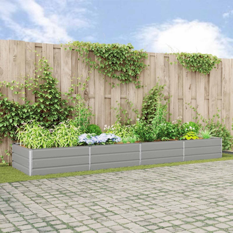 Jardinière Gris clair 385 x 100 x 45 cm Acier galvanisé 512104512104
