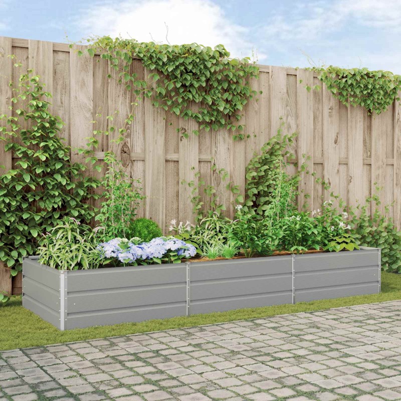 Jardinière Gris clair 290 x 100 x 45 cm Acier galvanisé 512105512105