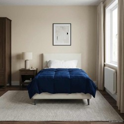 Duvet d'été simple Matelassé Bleu foncé 155 x 220 cm Microfibre 512290512290