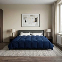 Duvet d'été simple Matelassé Bleu foncé 200 x 240 cm Microfibre 512306512306