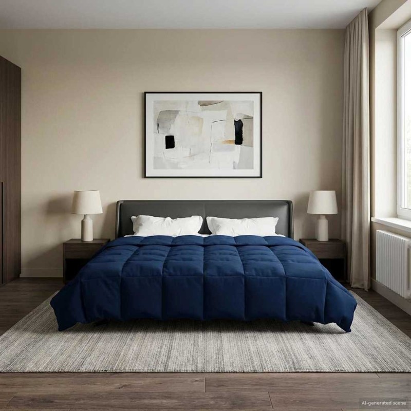 Duvet d'été simple Matelassé Bleu foncé 200 x 240 cm Microfibre 512306512306