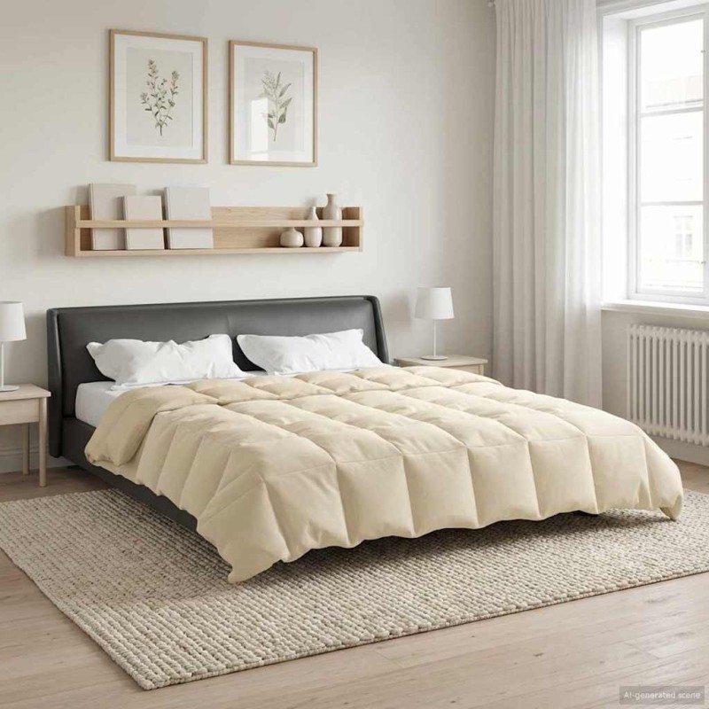Duvet d'été simple Matelassé Crème 220 x 240 cm Microfibre 512310512310