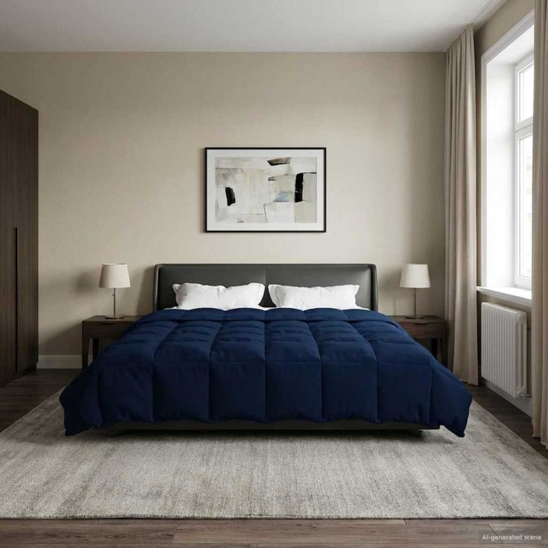 Duvet d'été simple Matelassé Bleu foncé 240 x 260 cm Microfibre 512312512312