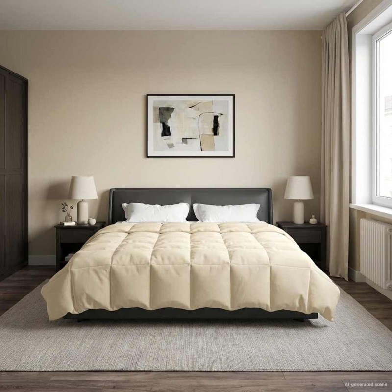 Duvet d'été simple Matelassé Crème 220 x 260 cm Microfibre 512319512319
