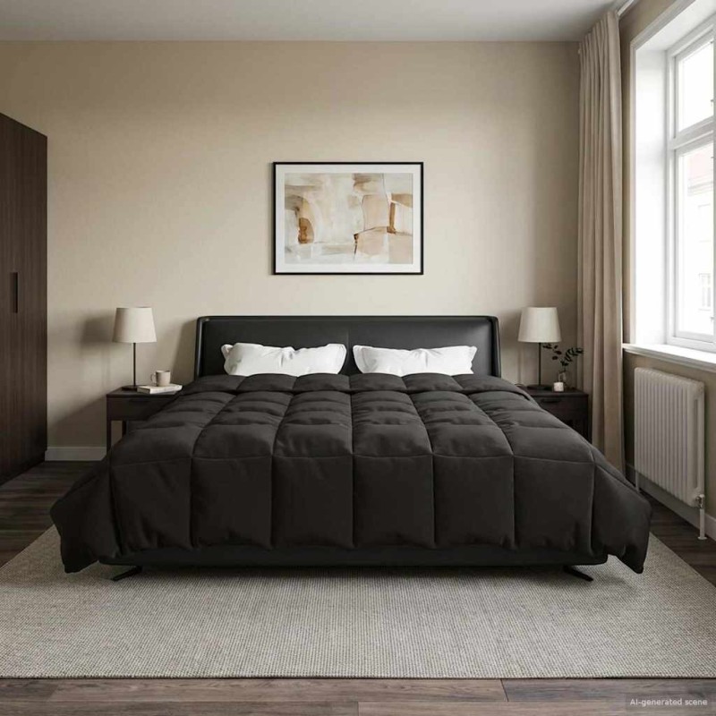 Duvet d'été simple Matelassé Anthracite 200 x 220 cm Microfibre 512338512338