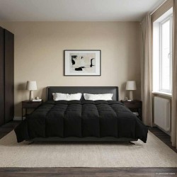 Duvet d'été simple Matelassé Noir 220 x 240 cm Microfibre 512482512482