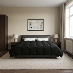 Duvet d'été simple Matelassé Noir 240 x 260 cm Microfibre 512485512485
