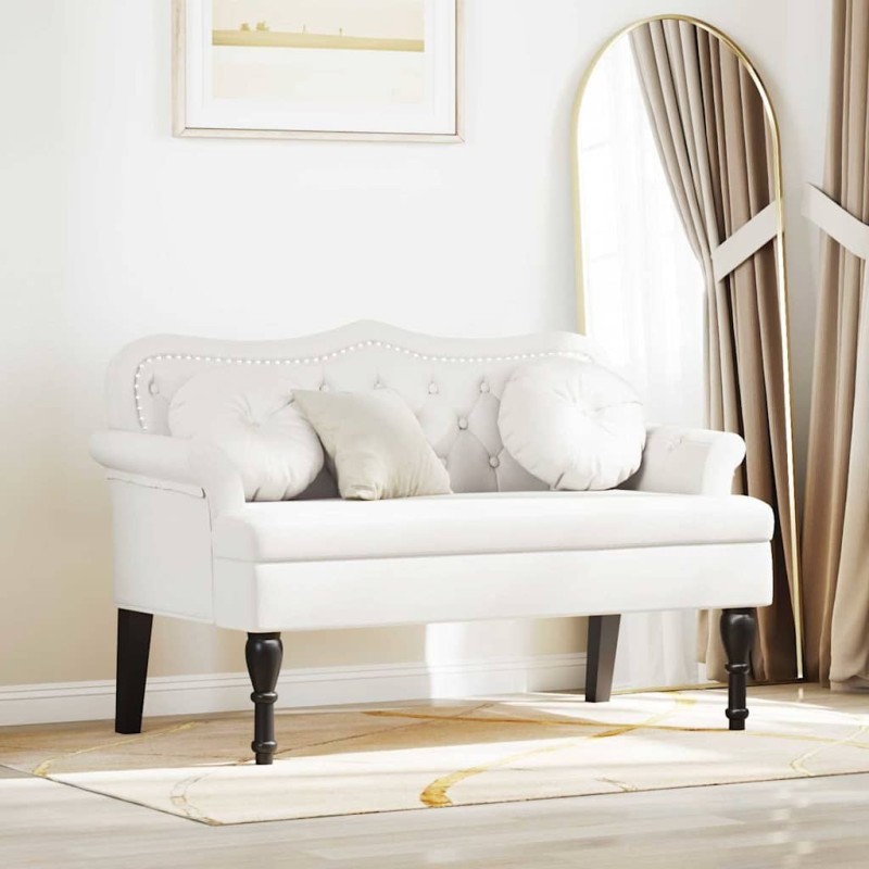 Banc Chesterfield Blanc 120,5 x 65 x 75 cm Simili cuir 512508512508