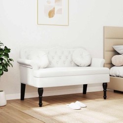 Banc Chesterfield Blanc 120,5 x 65 x 75 cm Simili cuir 512508512508