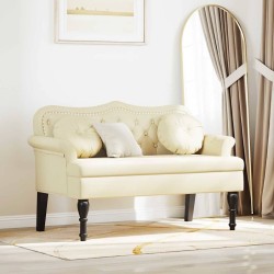 Banc Chesterfield Crème 120,5 x 65 x 75 cm Simili cuir 512509512509