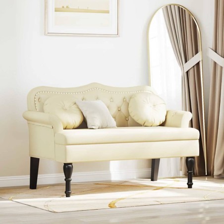 Banc Chesterfield Crème 120,5 x 65 x 75 cm Simili cuir 512509512509