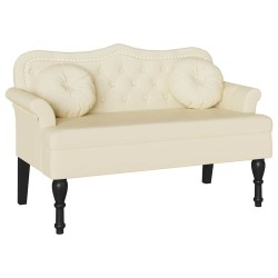 Banc Chesterfield Crème 120,5 x 65 x 75 cm Simili cuir 512509512509