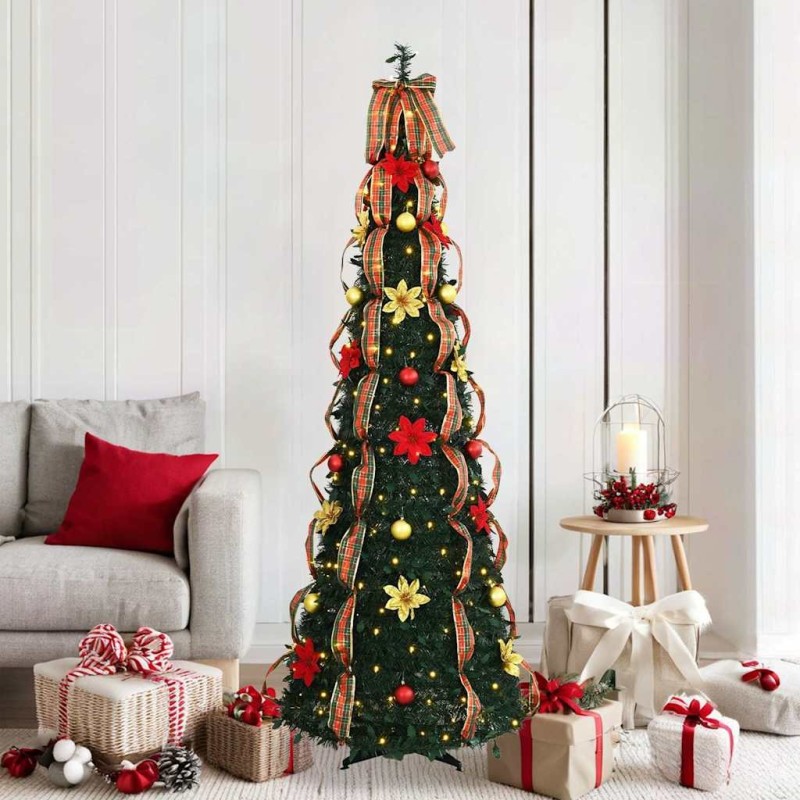 Sapin de Noël artificiel avec 150 LED Vert 185 cm PVC 512525512525