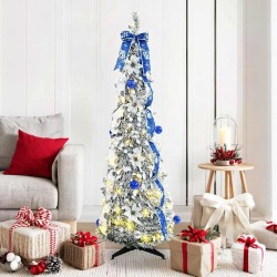 Sapin de Noël artificiel avec 100 LED Blanc 150 cm PVC 512528512528