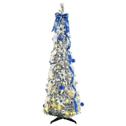 Sapin de Noël artificiel avec 100 LED Blanc 150 cm PVC 512528512528