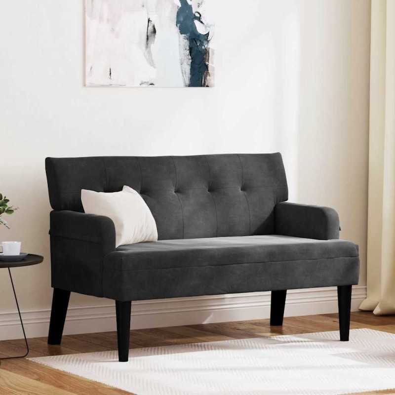 Banc Chesterfield Noir 112 x 65,5 x 75 cm Velours 512534512534