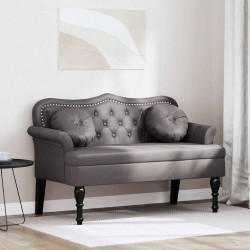 Banc Chesterfield Gris 120,5 x 65 x 75 cm Simili cuir 512547512547
